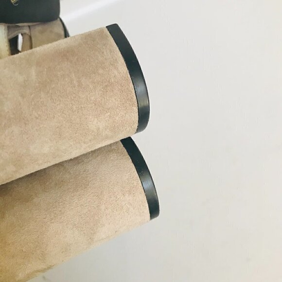 Jeffrey Campbell Taupe Suede Crisscross Slide Platform Sandal Size 8.5 - Picture 7 of 8